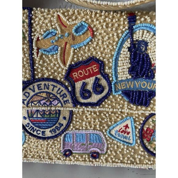 Handcrafted in India World Travel Route 66 Beaded Shoulder Bag Viral NEW - Picture 4 of 16